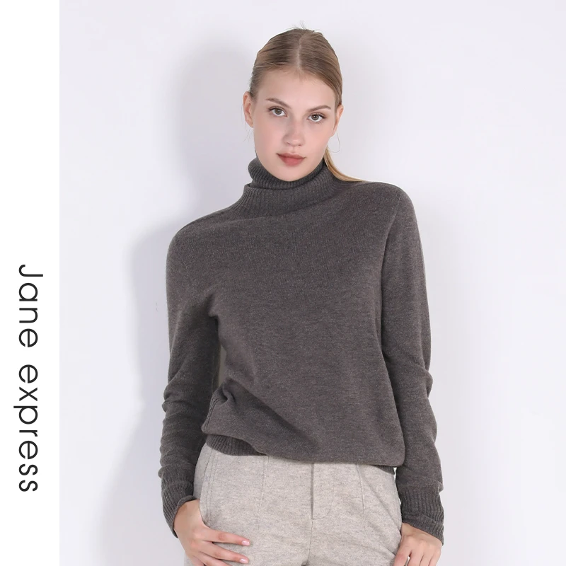 Jane express/简表达24年冬季新款毛衫长袖针织高领女士DMS43003
