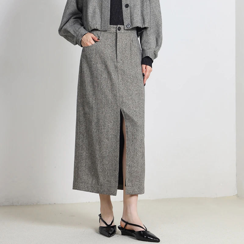 Jane express/简表达25年春季新款气质中长款休闲半裙CBQ51003