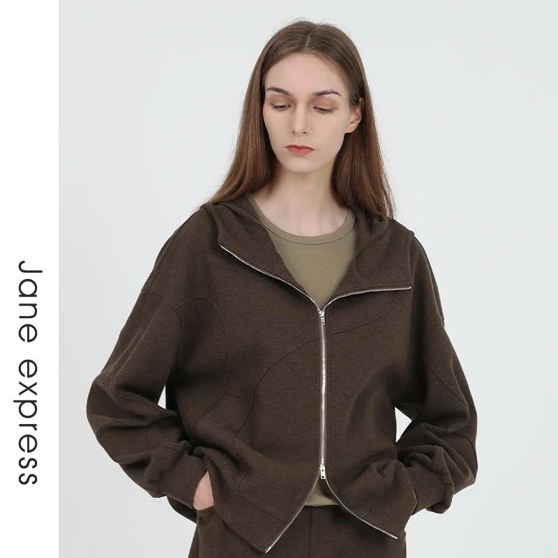 Jane express/简表达雅丹风24年秋新上衣女外套针织外套QWT41005