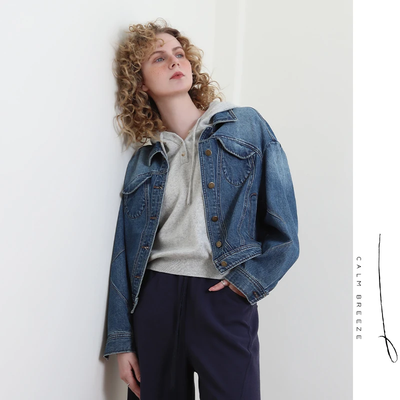 Jane express/简表达24流浪丹宁风上衣女外套牛仔短外套QWT4001