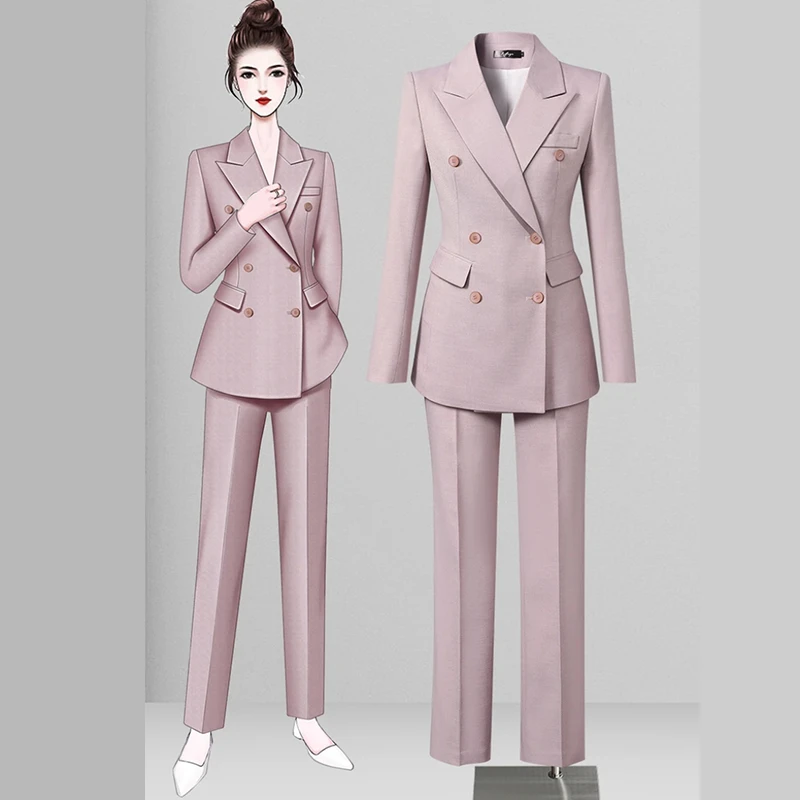 2025【西装套装】秋冬新款樱粉色气质西服职场女性上档次西服