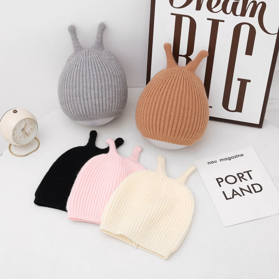 2024新款儿童帽针织女宝保暖韩版优质材料秋冬有弹性  天线宝宝帽