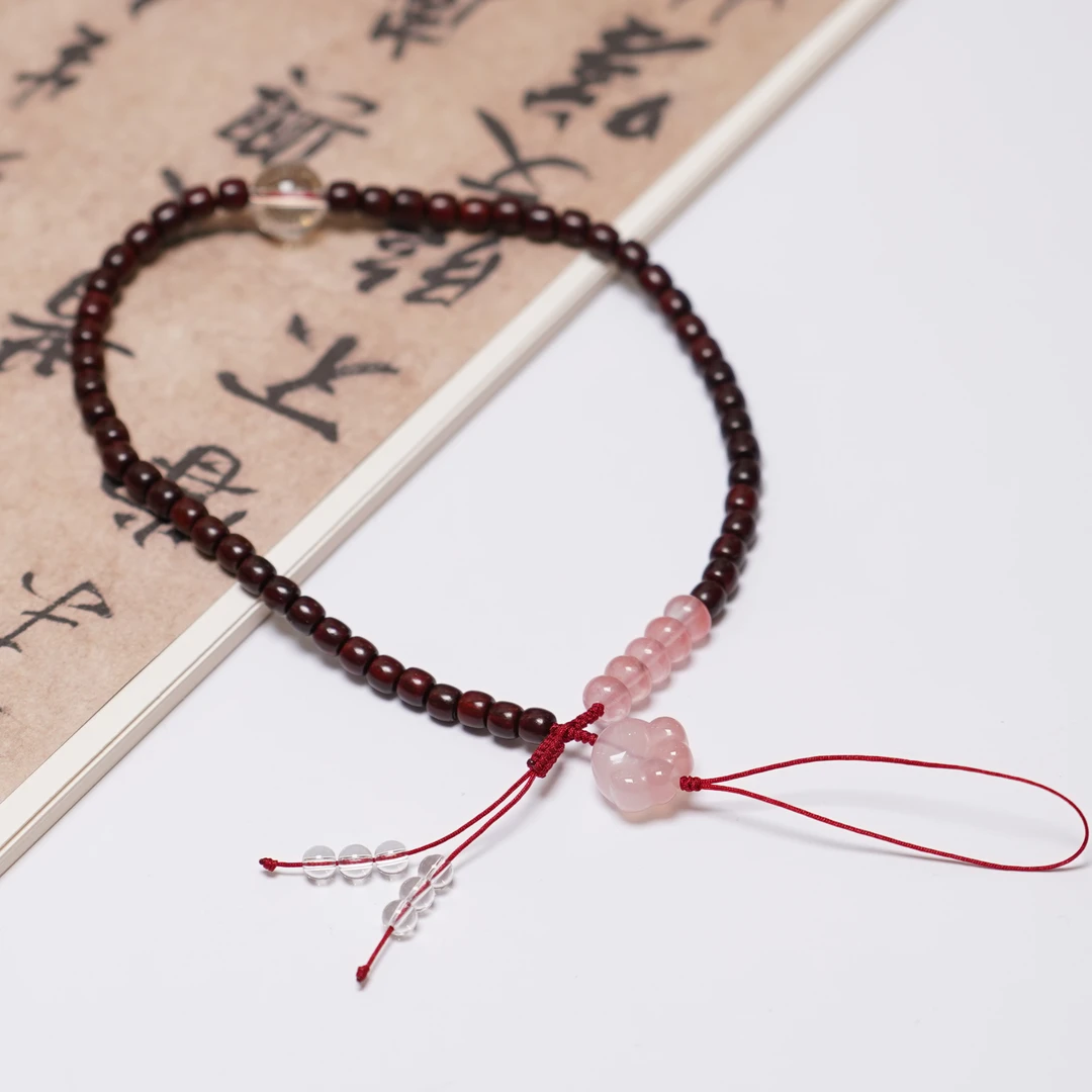 小叶紫檀配草莓晶盐源多圈手串ZC10A0419