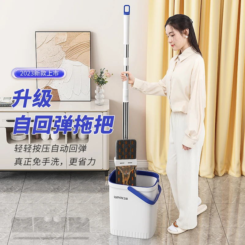 新款自回弹大号免手洗拖把加厚家用懒人拖把干湿两用拖地省力神器