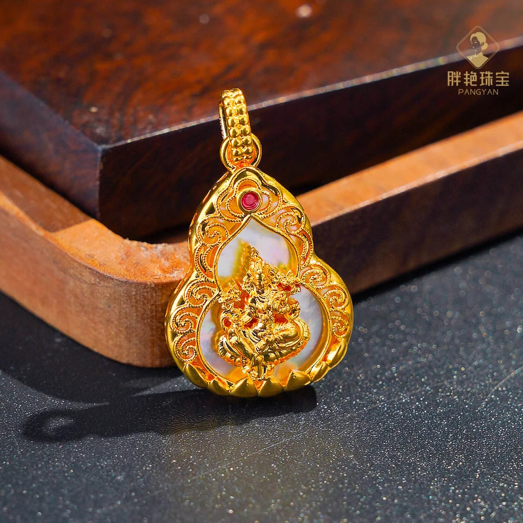 【胖艳】L*18K白贝度母葫芦吊坠@FZD412184@（赠链）