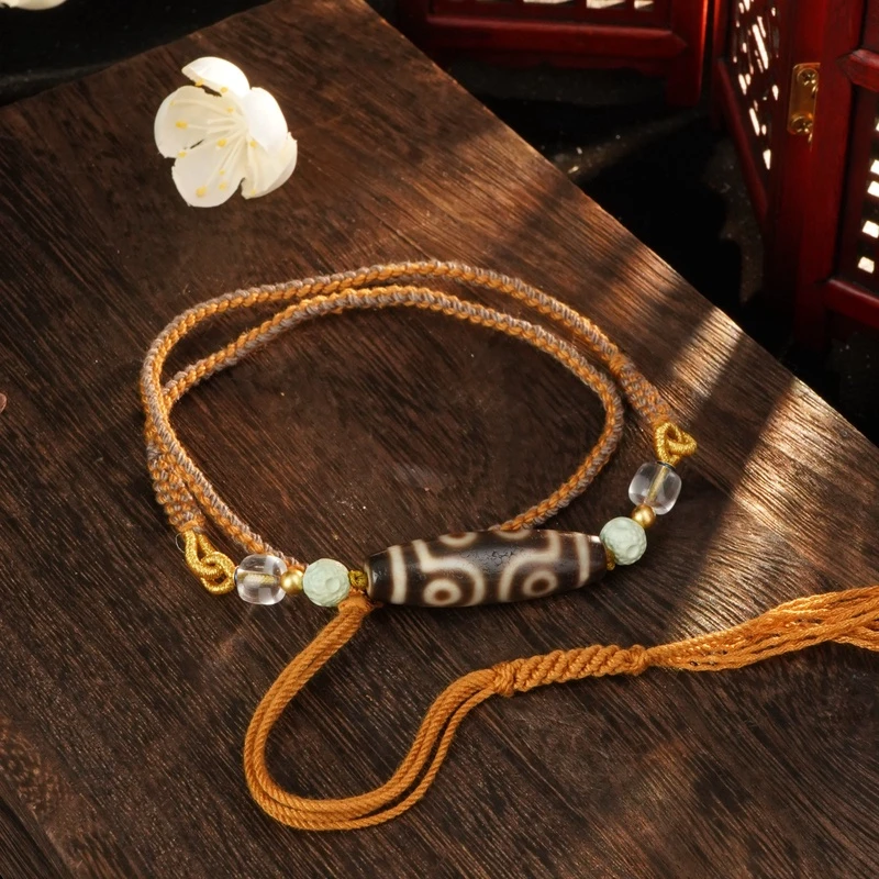 七Y珠珠手工编绳项链吊坠带绿松LJXT0044