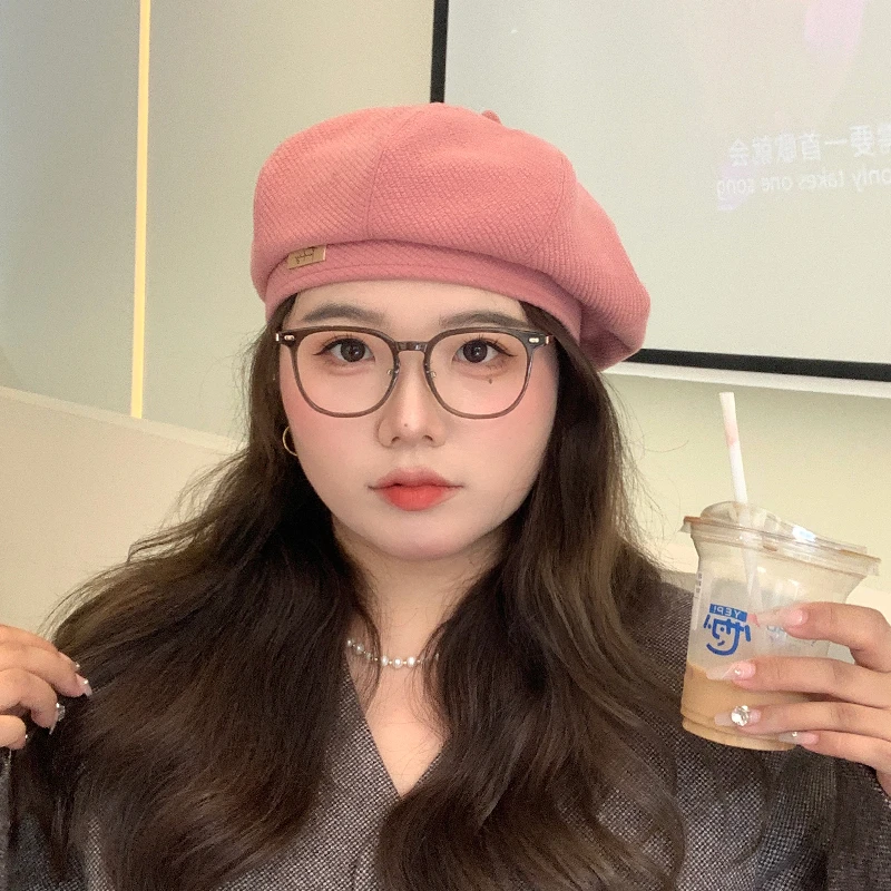 ［大头阿枝］贝雷帽女款秋冬显脸小百搭华夫格纹秋款八角蓓蕾帽子女