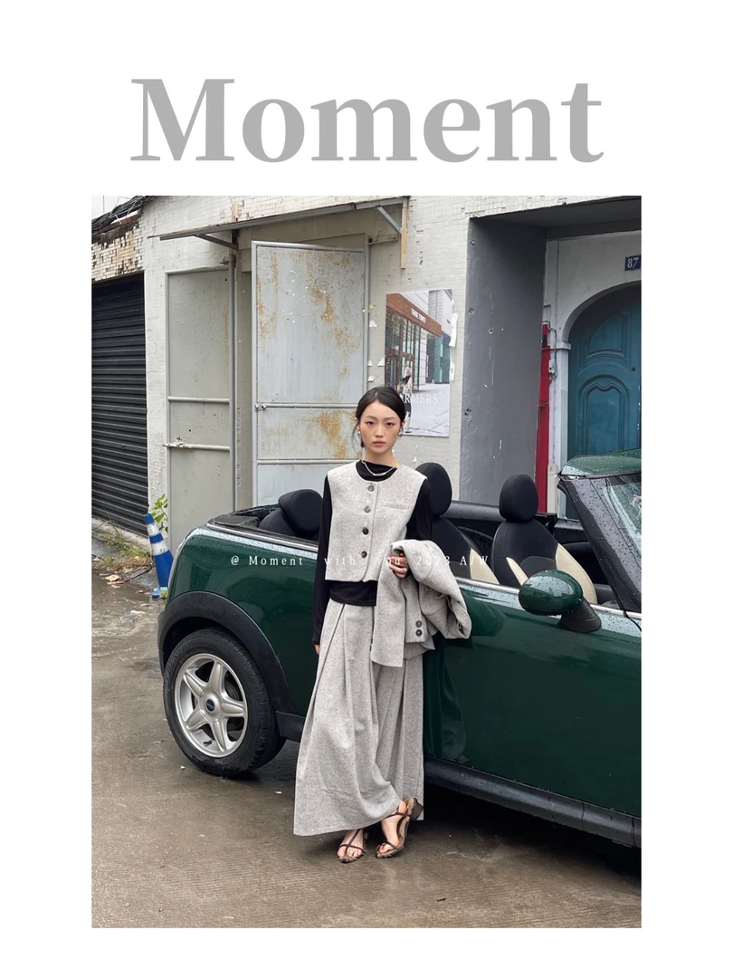 【福福!NO!NO!NO!】羊毛颗粒呢压折伞裙DJ0580