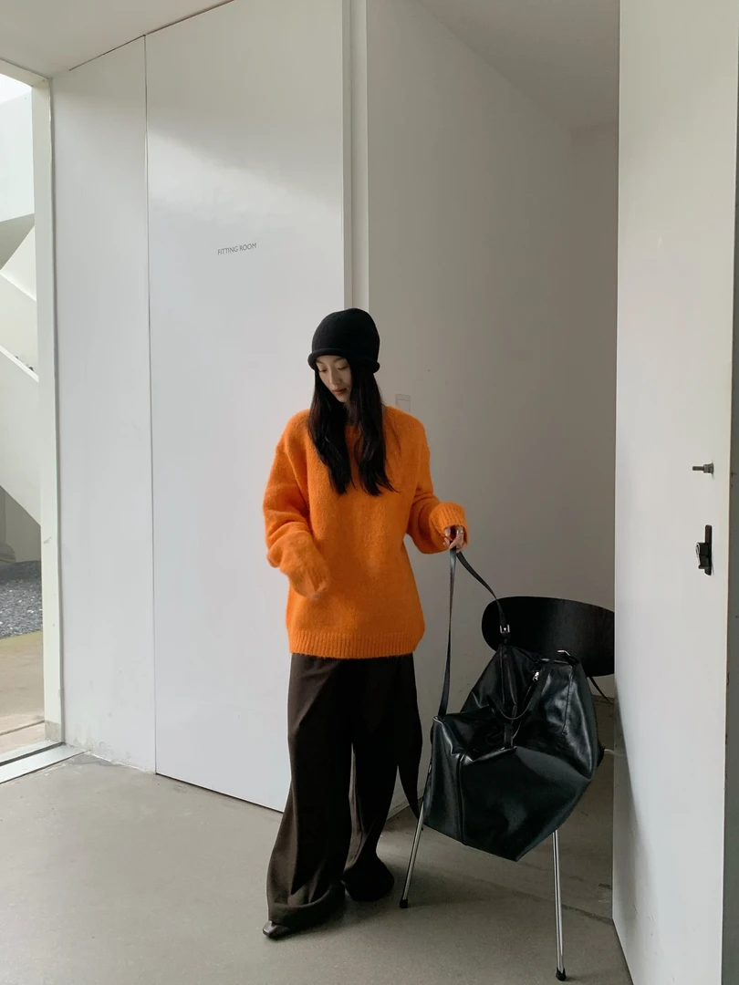 【2024早秋款】慵懒感宽松复古针织毛衣 H015