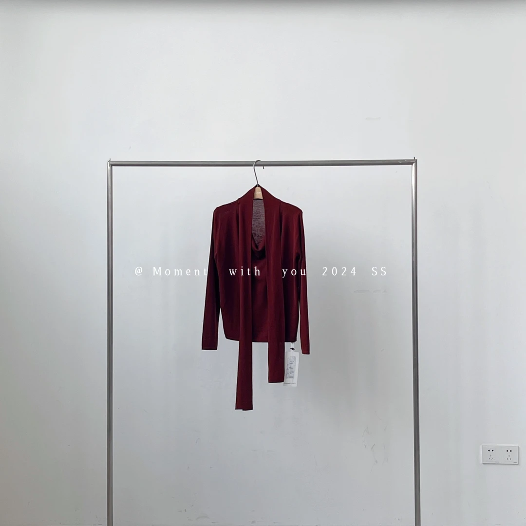 【高高专属清】随性松弛挂脖飘带堆堆针织上衣8380#