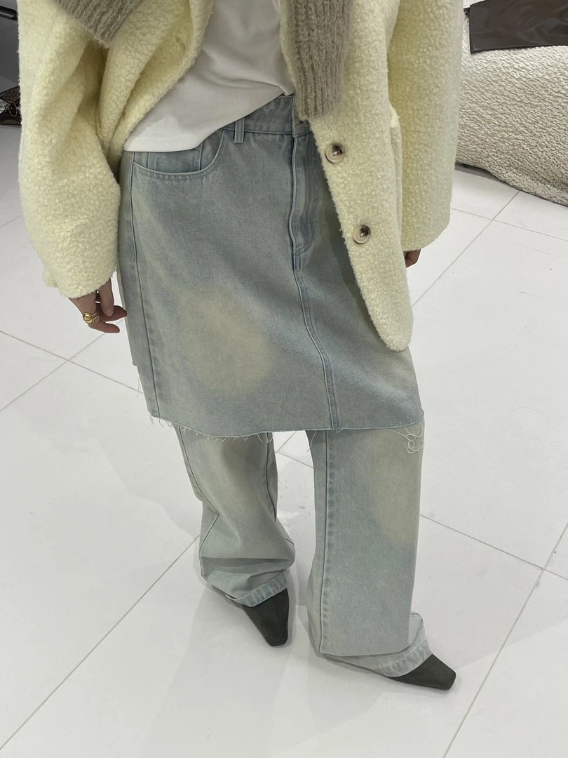 【福福!NO!NO!NO!】带屁帘直筒显瘦牛仔裤 DJ0807