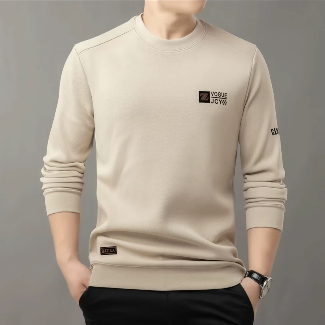 【秋冬季加绒新款】高档男士秋冬圆领潮流中青年长袖纯色卫衣专柜