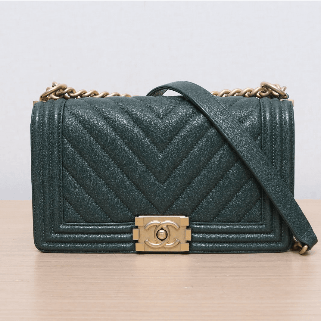95新 Chanel/香奈儿 活动 新粉黑黑 496797LEBOY 中号 V纹 单肩包