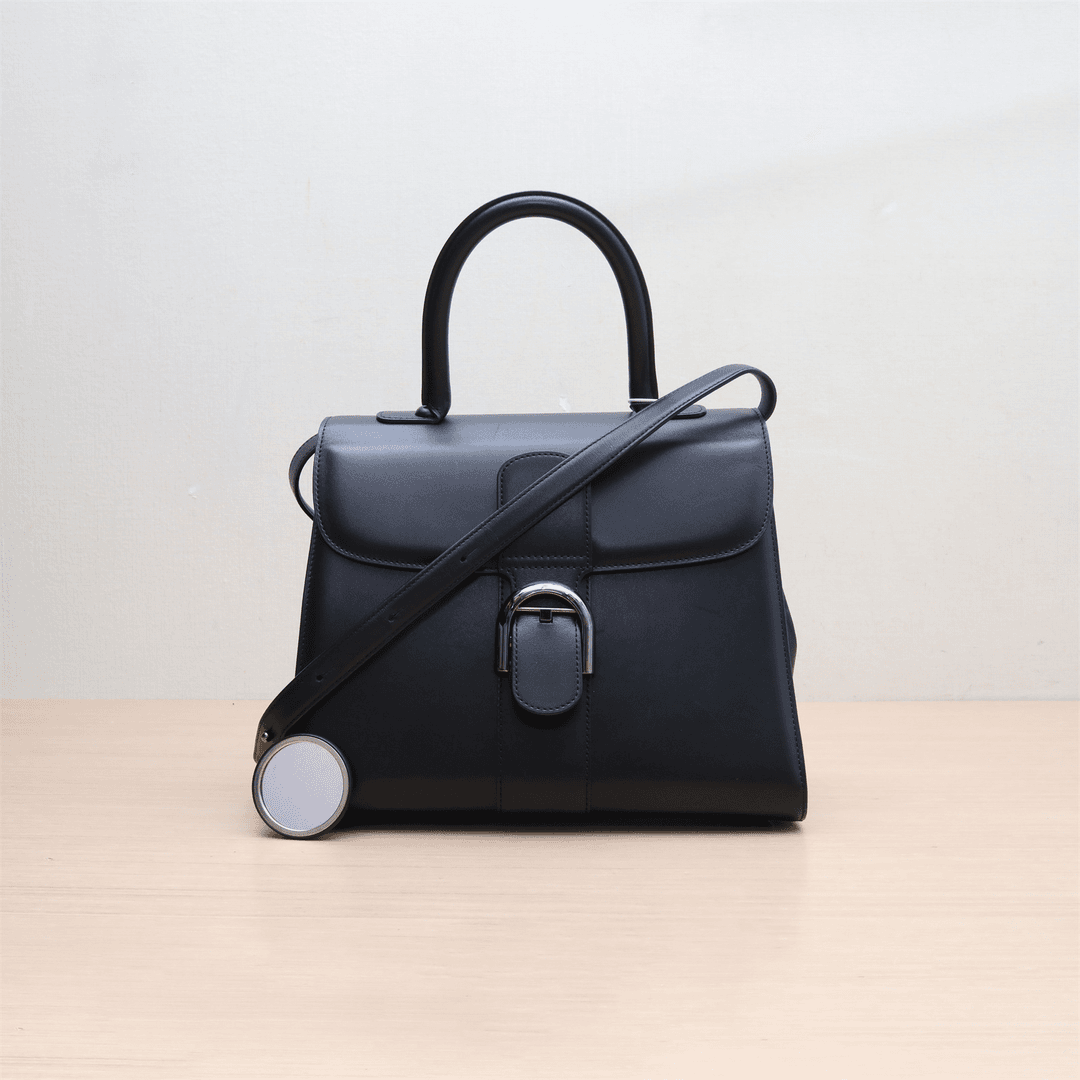 99新 Delvaux/德尔沃 黑黑精选 724052Brillant MM 中号 单肩包