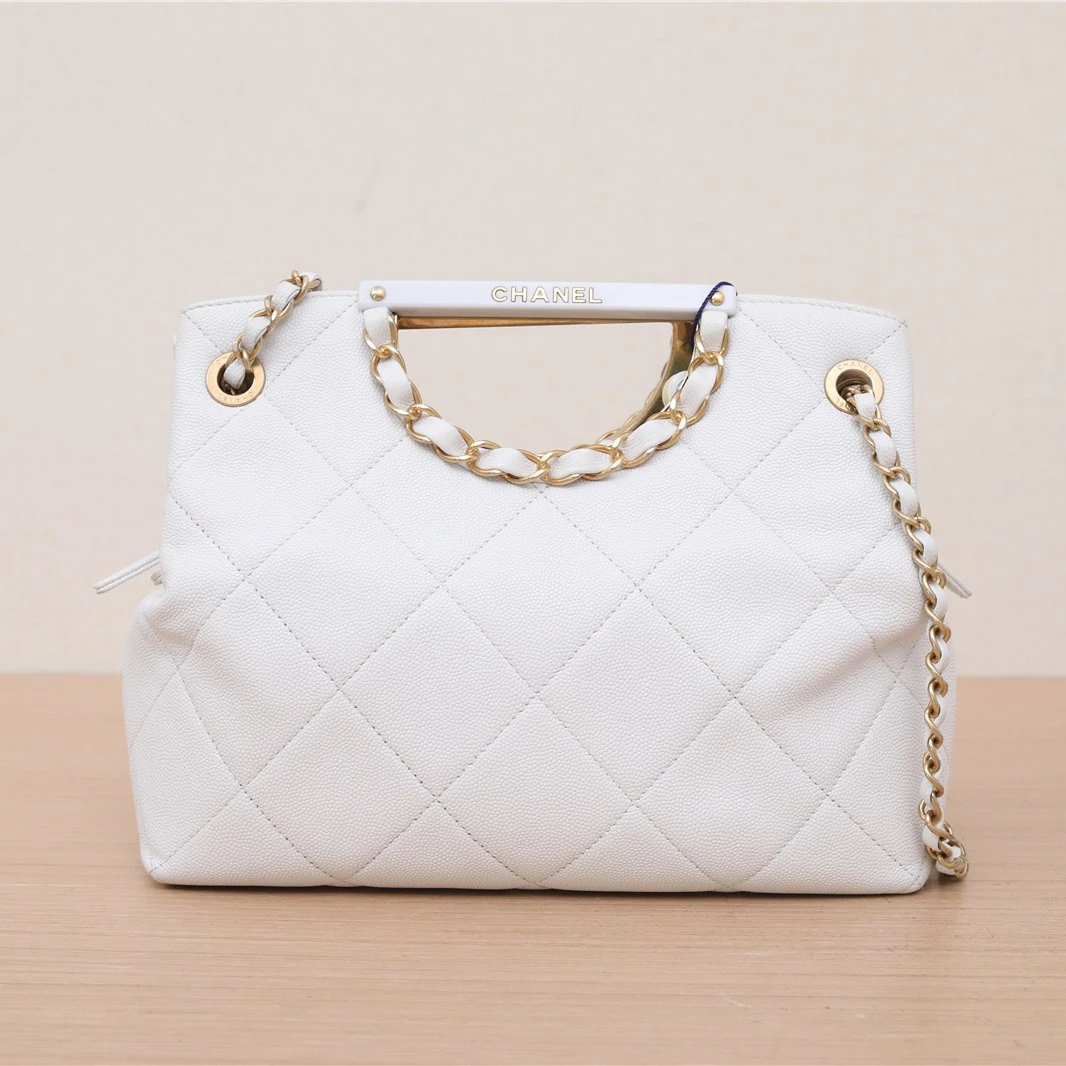95新 Chanel/香奈儿 活动黑黑 976548手提单肩包 白色 29开