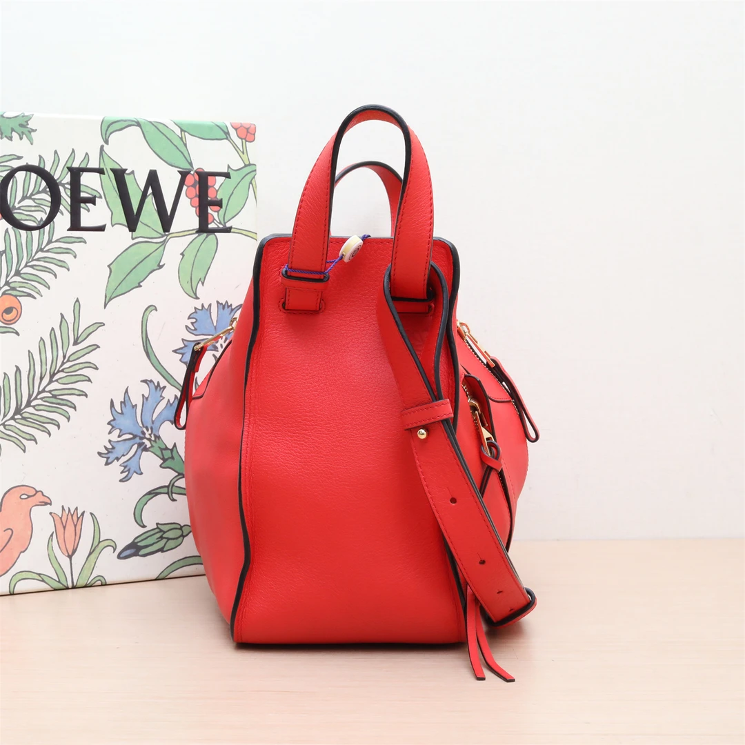 99新 LOEWE/罗意威 新粉活动黑黑 297574吊床包 小号 红色