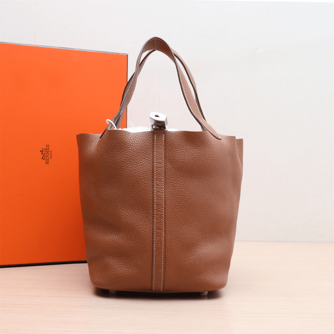 95新 Hermes/爱马仕 黑黑精选 973636Picotin 22 菜篮子 单肩包