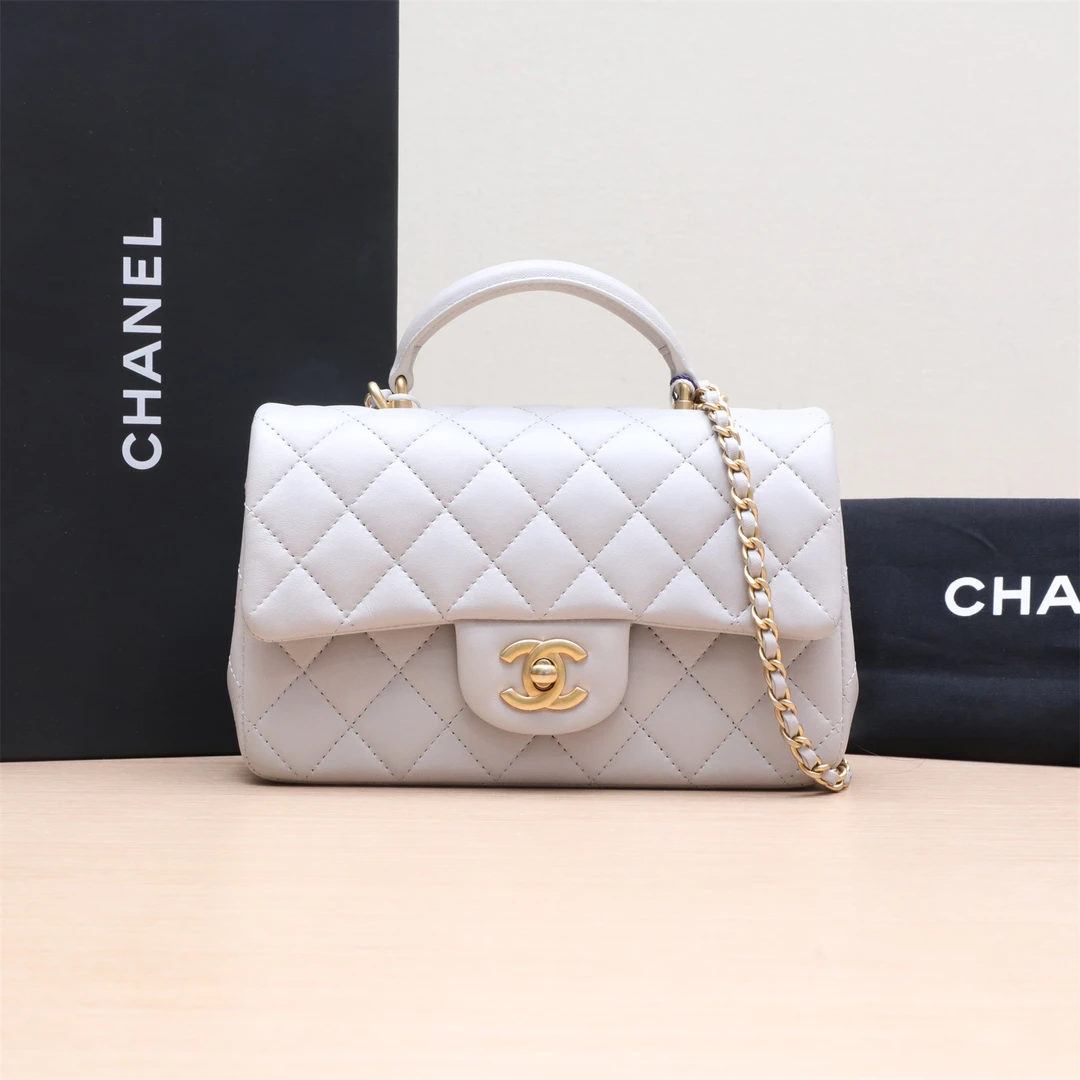 99新 Chanel/香奈儿 小花双双 CF 口盖包 手柄大Mini