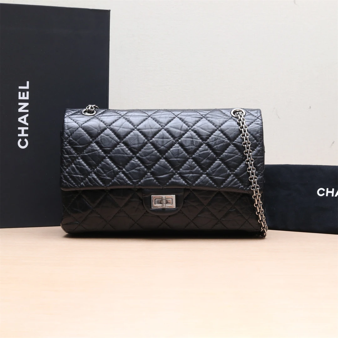 95新 Chanel/香奈儿 新粉黑黑 P2245189952.55 口盖包 大号单肩包