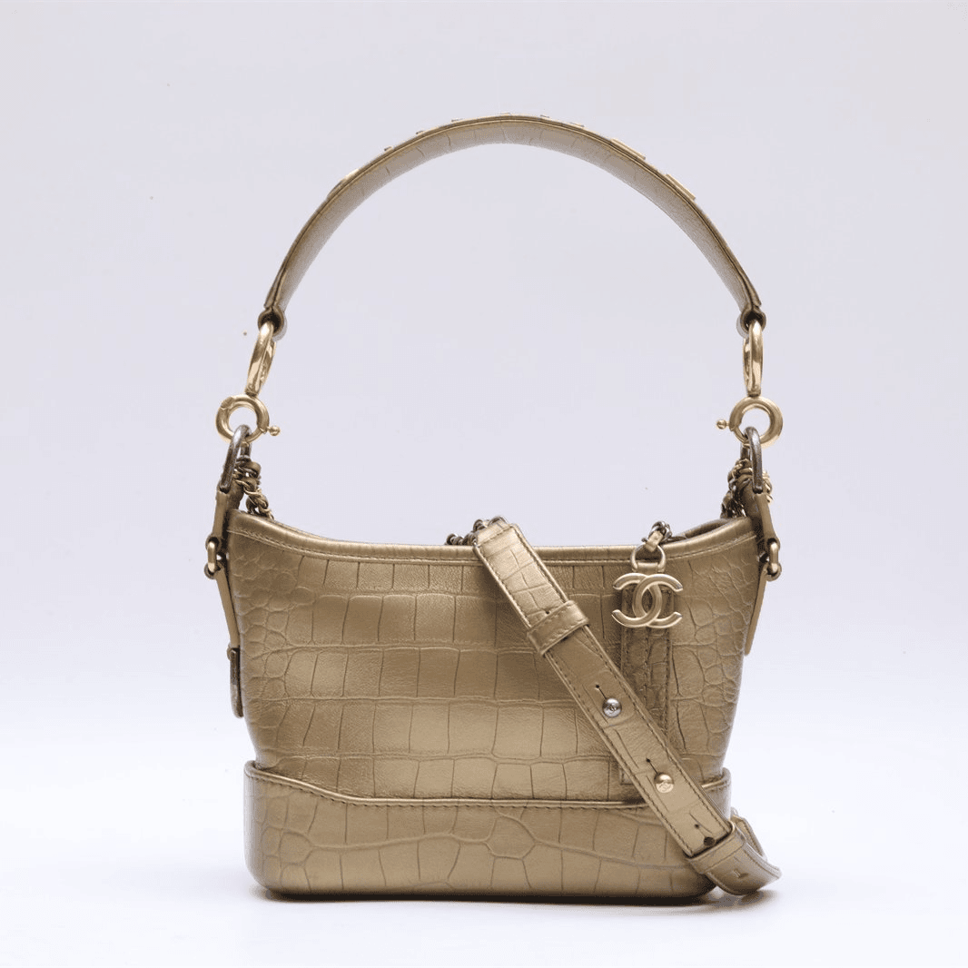 95新 Chanel/香奈儿 小花双双 621608 流浪 小号 28开 鳄鱼压纹