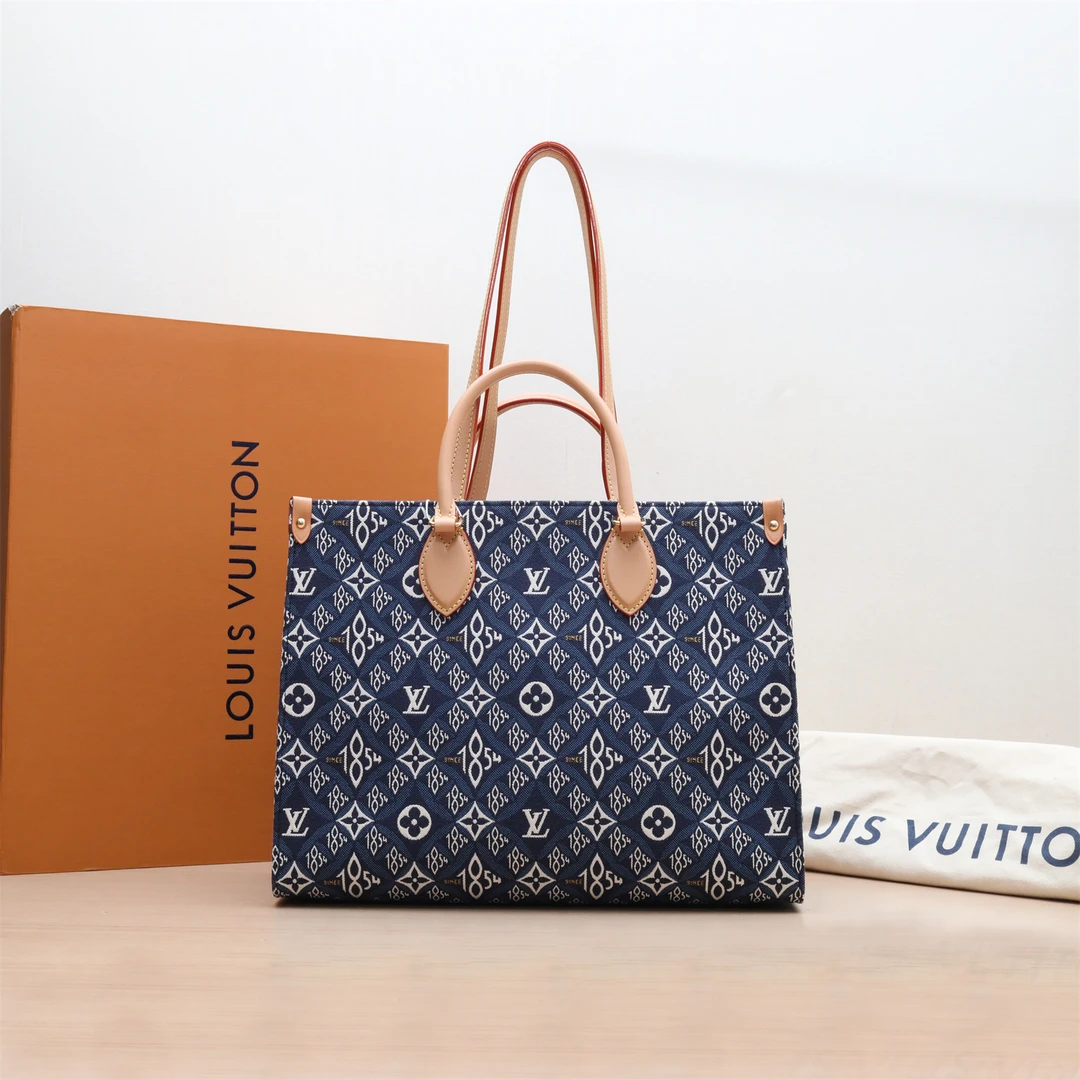99新 LouisVuitton/路易威登 小花双双 829389 Onthego 中号 蓝色