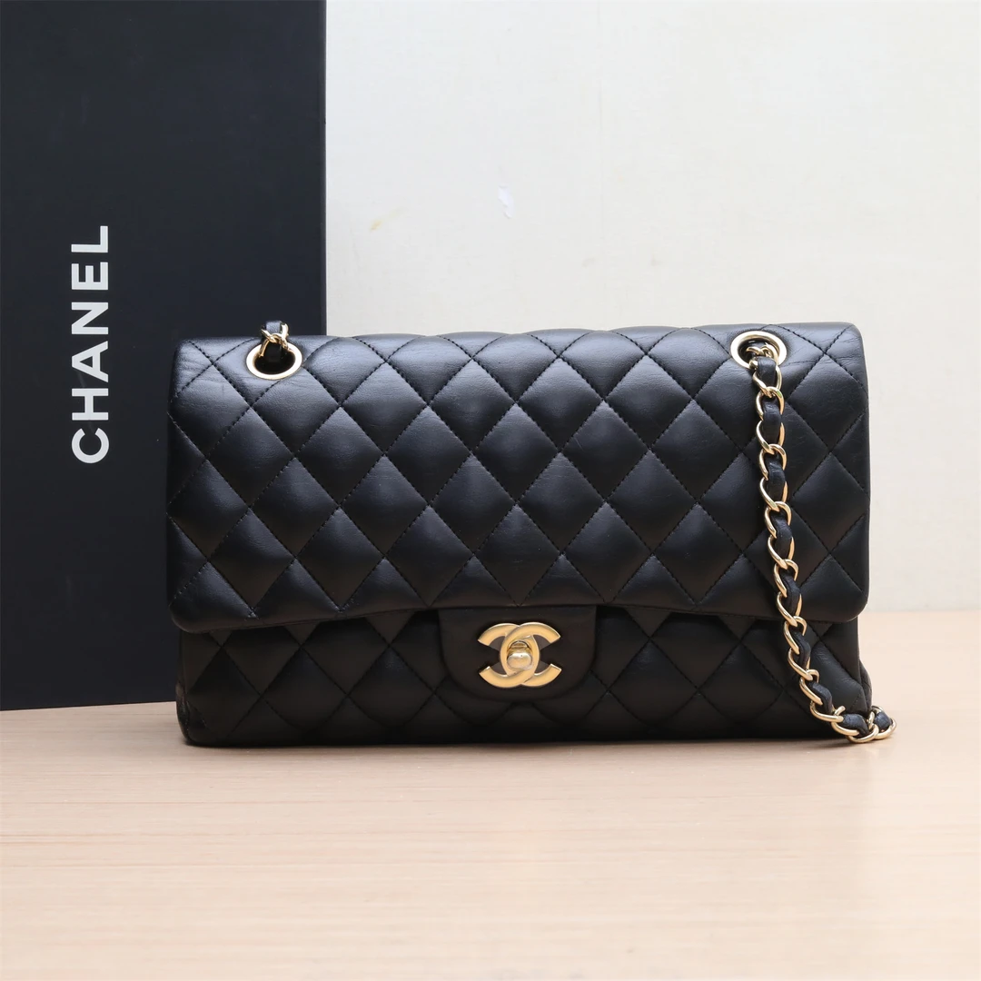 95新 Chanel/香奈儿 黑黑好价 P224306823CF 口盖包 中号 皮革S