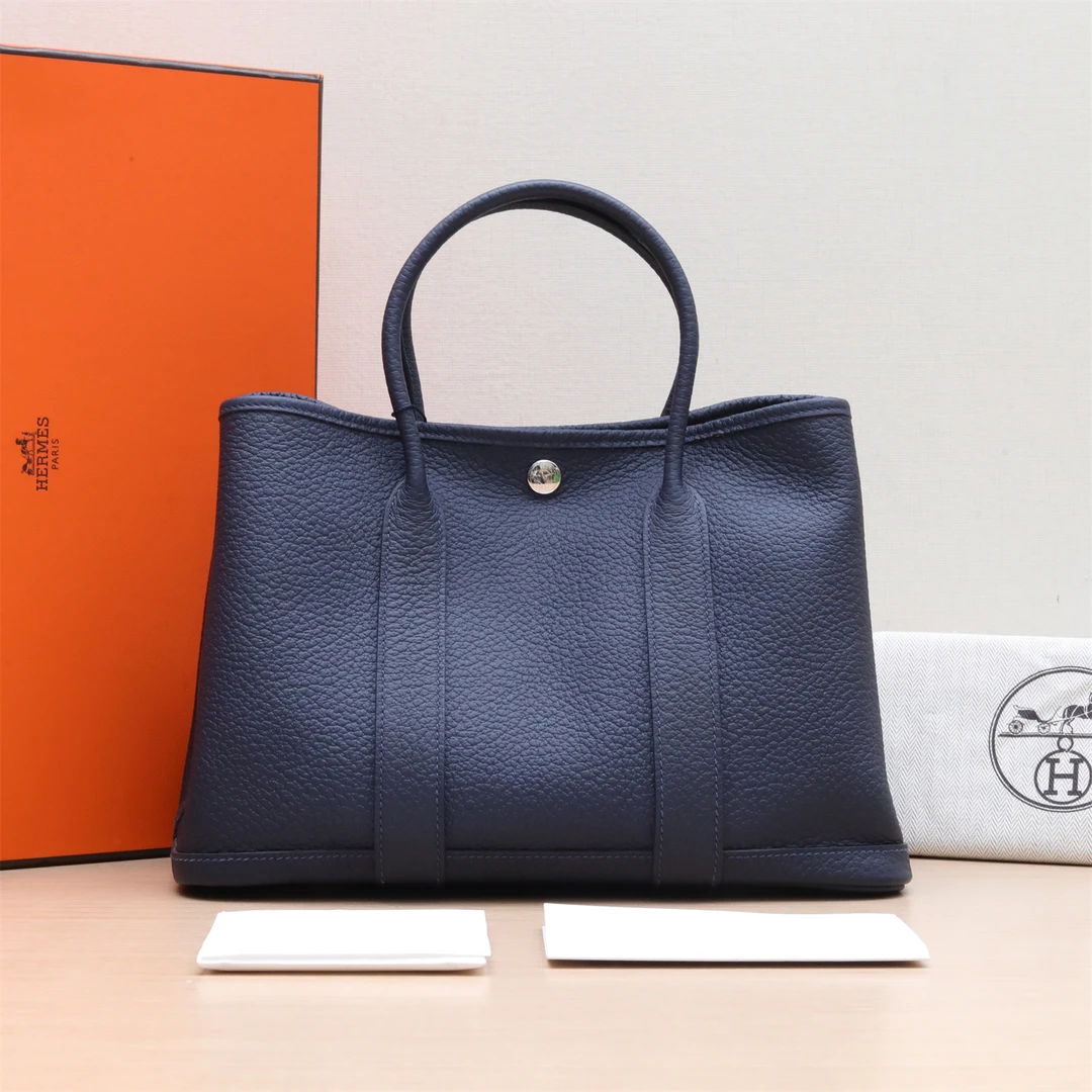99新 Hermes/爱马仕 小花双双 P234348491 花园包 30 午夜蓝 Z刻