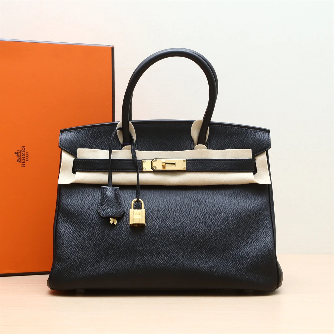 95新 Hermes/爱马仕 小花双双 P243024578 Birkin 30 黑色 X刻包