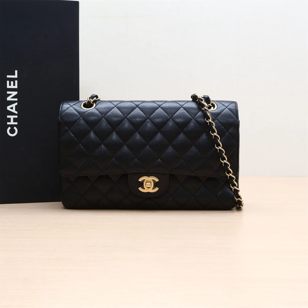95新 Chanel/香奈儿 黑黑好价 P224298062CF 口盖包 中号