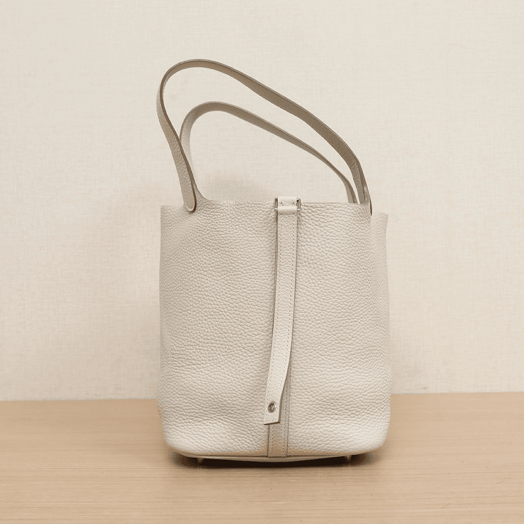 99新 Hermes/爱马仕 活动双双 菜篮子 22 10奶昔白 TC皮 A刻 银扣