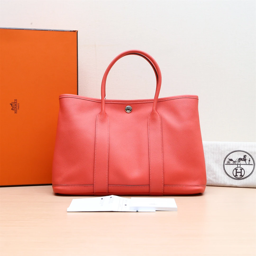 95新 Hermes/爱马仕 小花双双 410697 花园包 30 斋普尔粉 A刻