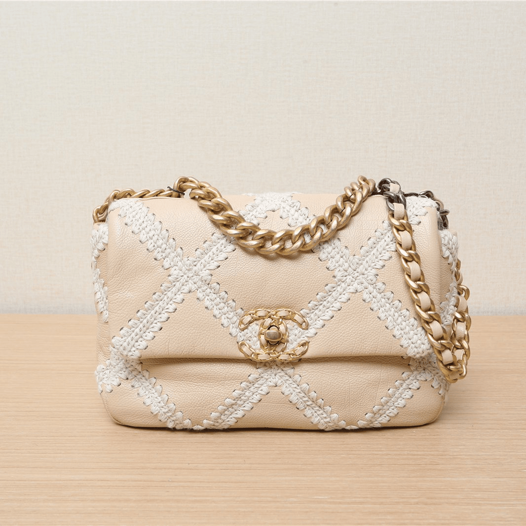 95新 Chanel/香奈儿 小花双双 666793 19BAG 包 小号 淡粉色 30开