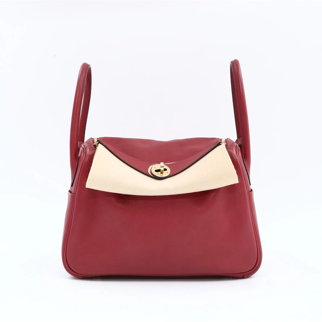 99新 Hermes/爱马仕 小花姑姑P224930101Lindy 26 K1石榴红肩包
