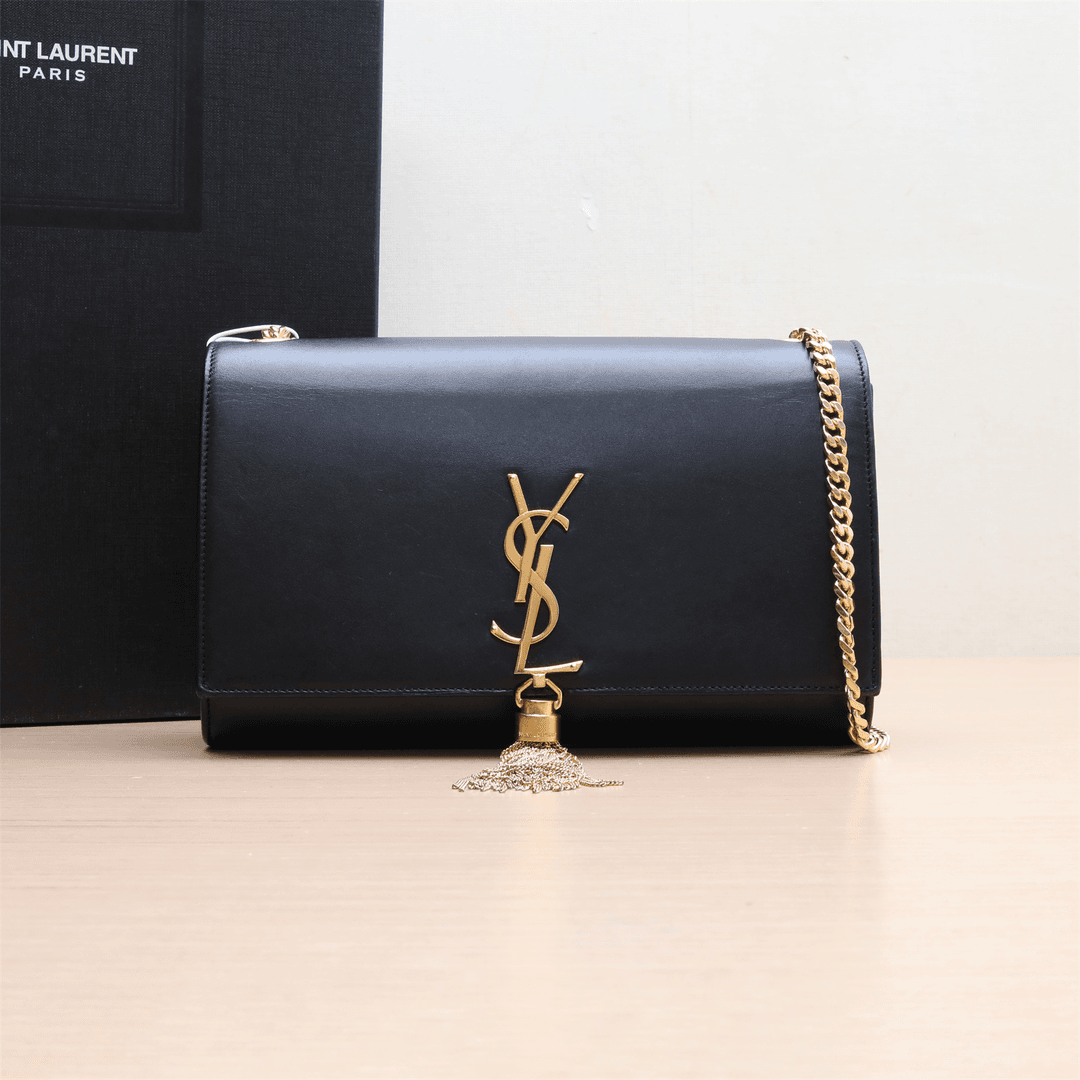 95新 YSL/圣罗兰 小花姑姑P224621217KATE 中号 光面肩包
