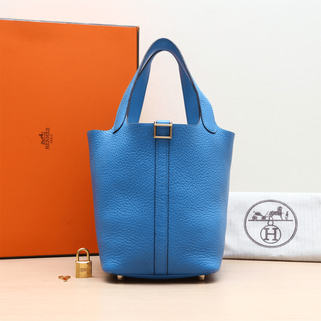 95新 Hermes/爱马仕 黑黑精选 618474Picotin 18 菜篮子单肩包
