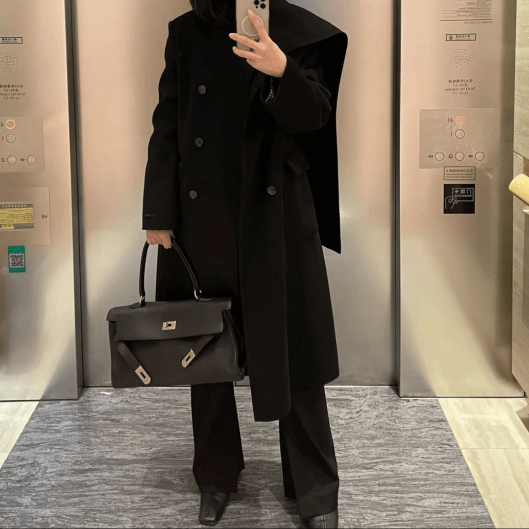 99新 Hermes/爱马仕 小花姑姑 shoulder 黑银 框G刻 手提包