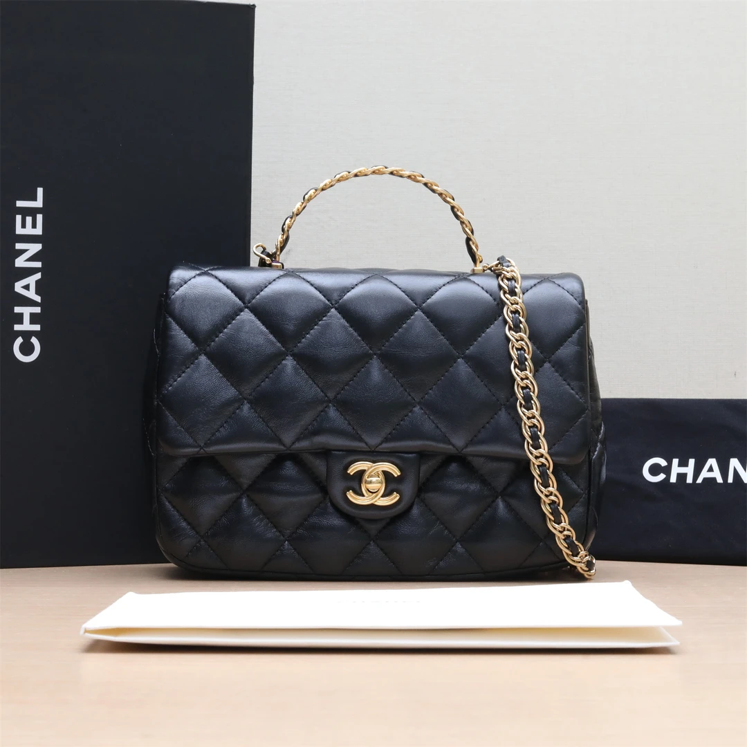 99新 Chanel/香奈儿 黑黑精选 P23444916623A CF 口盖包 芯片开
