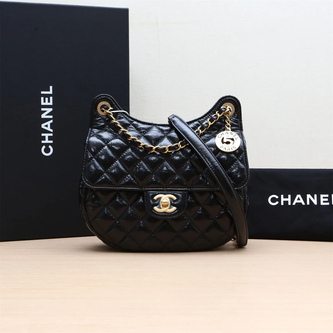 99新 Chanel/香奈儿 黑黑精选 24C 圆版天猫精灵 HOBO嬉皮包