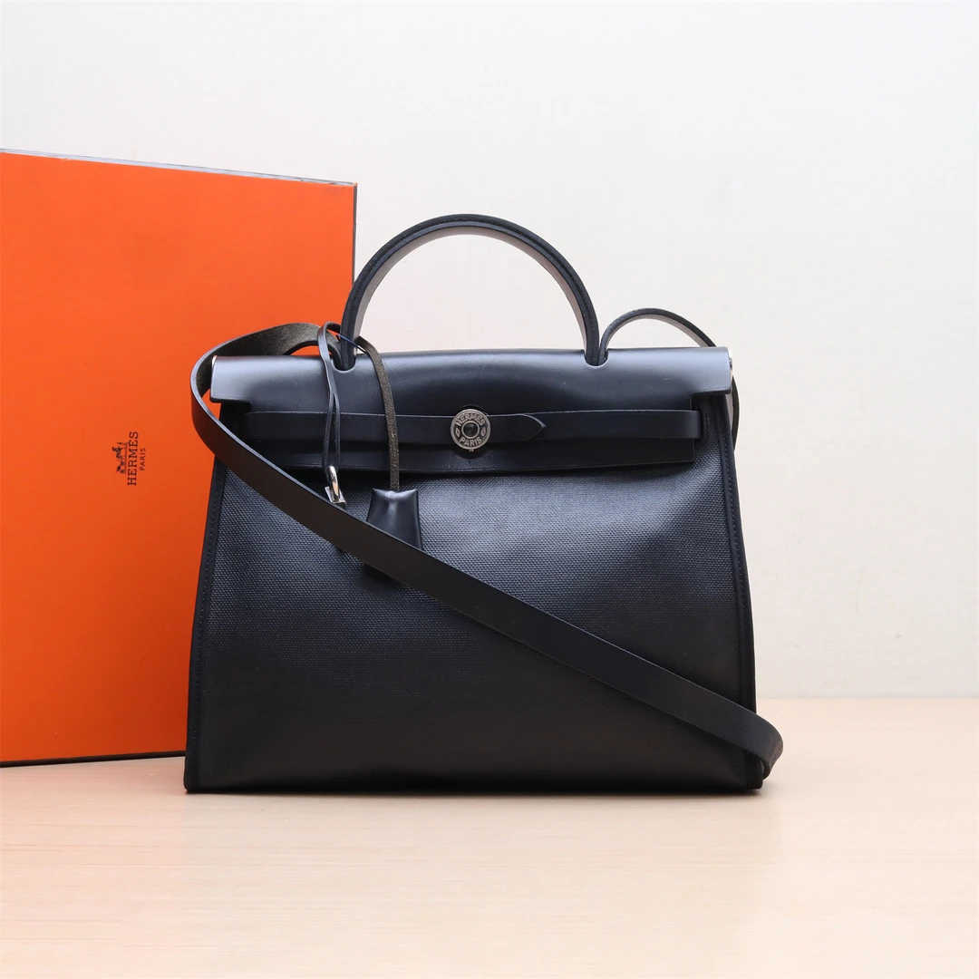 95新 Hermes/爱马仕 小花双双 xf-100 Herbag 31 防水帆布 单肩包