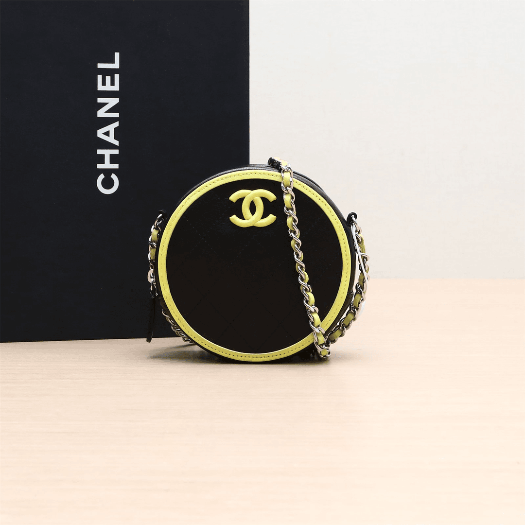 95新 Chanel/香奈儿 小花姑姑P224408461斜挎包 圆饼 黑色