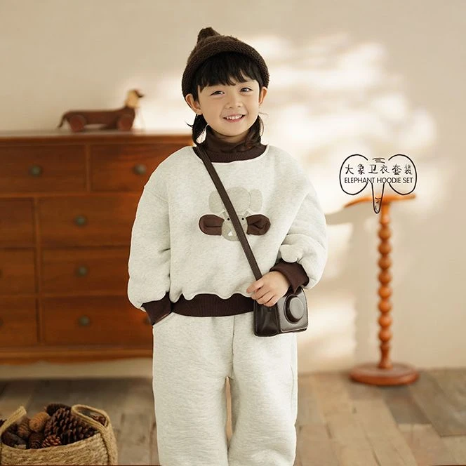 砚台家童装男童卫衣套装卡通加绒两件套儿童加厚上衣冬季ST-88100