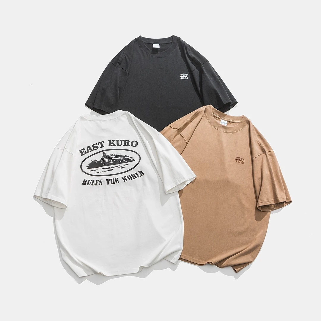 T331情侣夏季短袖港风时尚短袖T恤简约休闲上衣圆领半袖潮流