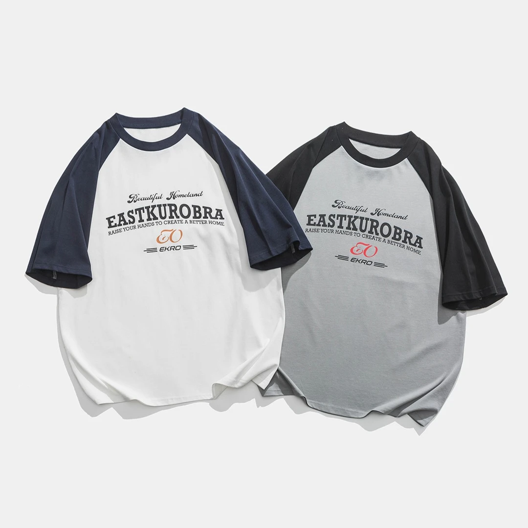 T345夏季字母免烫短袖T恤束腰t恤男情侣ins半袖假两件休闲