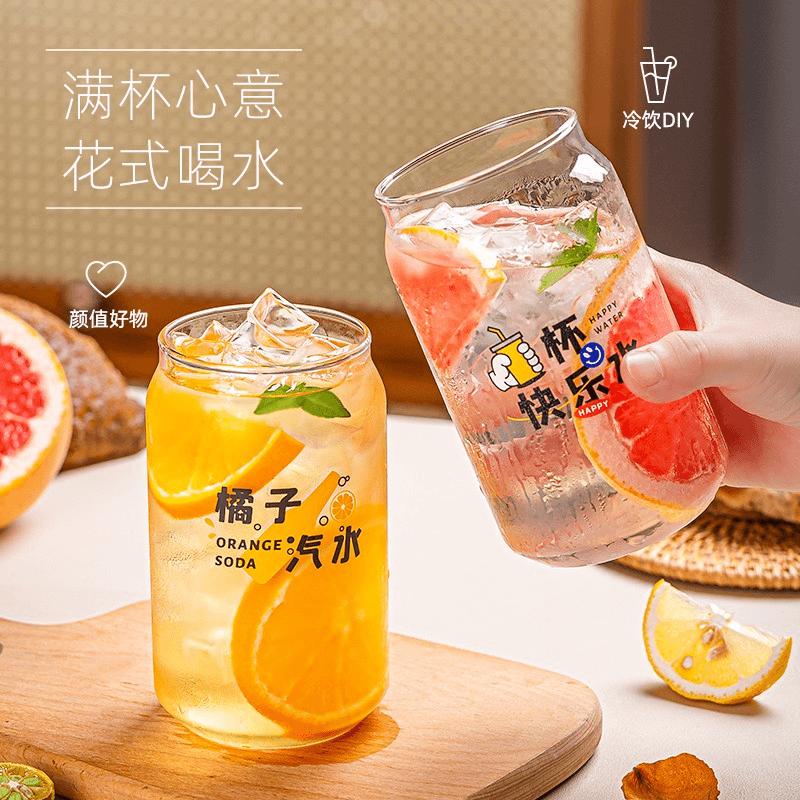 玻璃杯家用高颜值杯子女生网红水杯喝水2023新款创意啤酒杯可乐杯