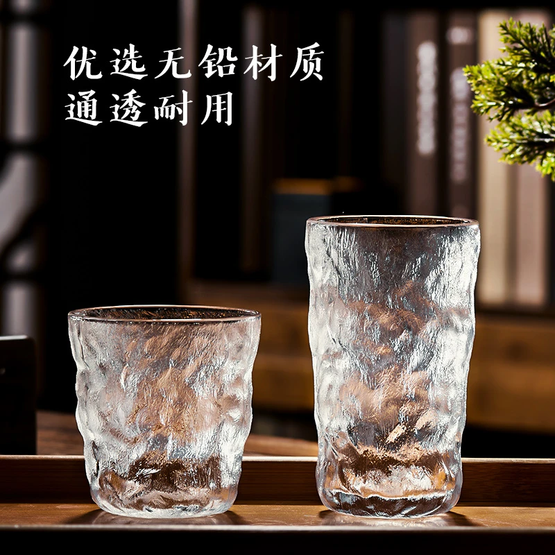 冰川纹玻璃杯女生高颜值水杯夏季ins风啤酒杯男生饮料杯咖啡杯子