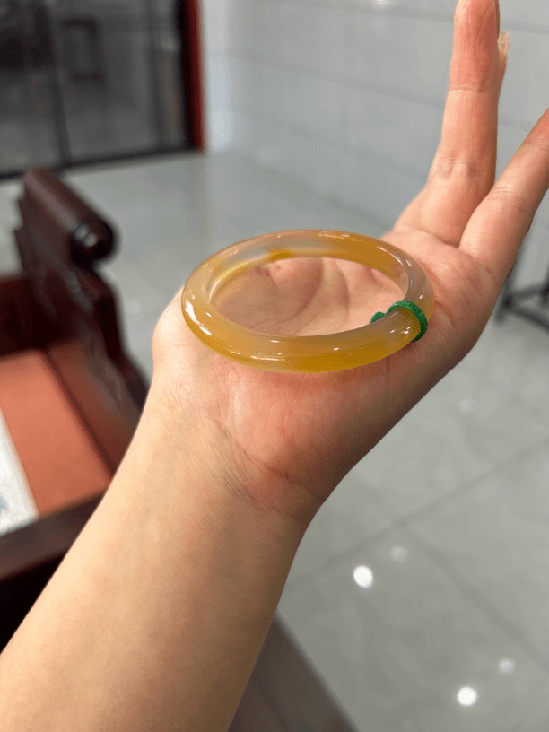 54圈口玛瑙手镯正圈橘冰天然原矿保真（一物一图新店促销）F79