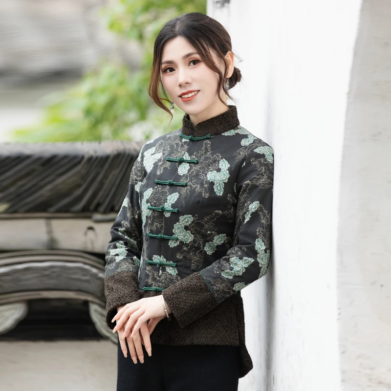 唐装女冬棉袄加厚保暖棉衣棉服改良茶服女秋冬中式女装23J624