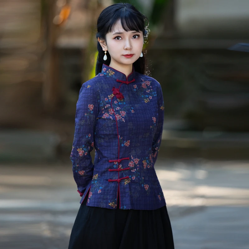 筠雅唐装女中国风旗袍式上衣改良版佛系中式禅意茶服素衣22J170