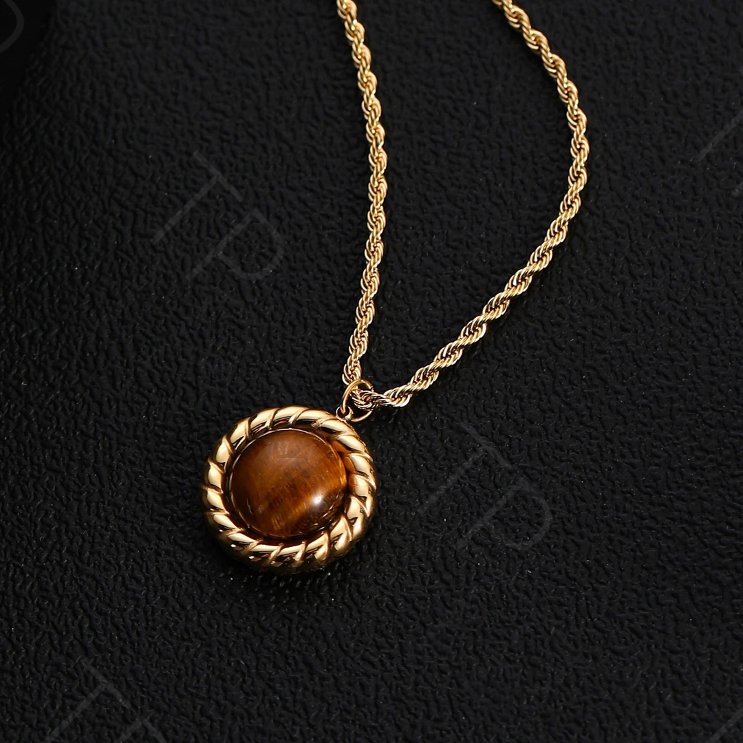 不锈钢项链 复古气质麻花扭曲吊坠项链编织简约毛衣链饰品