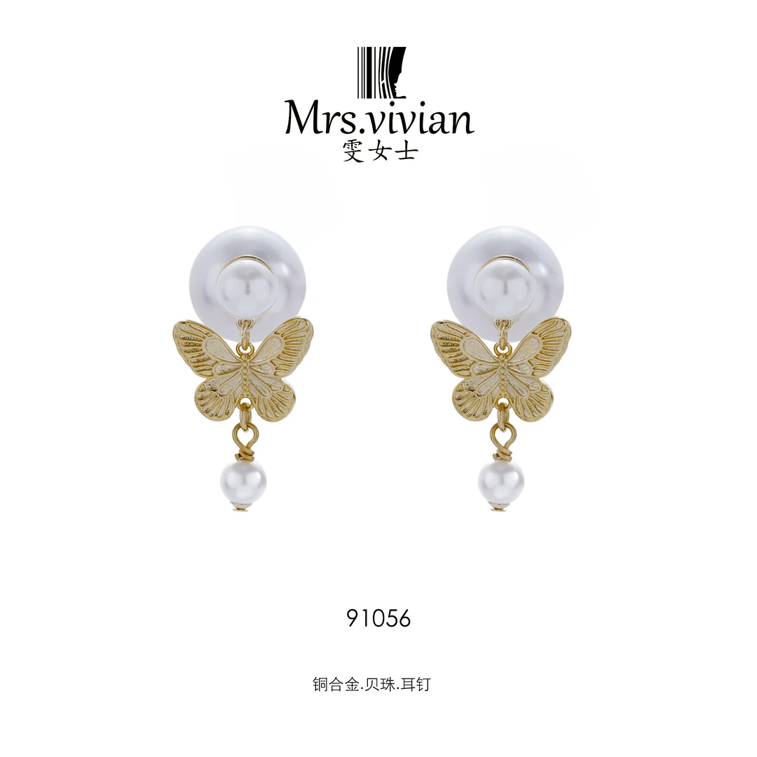 91056 法 ·【蝴蝶契约】★ 精致甜美复古浮雕耳钉